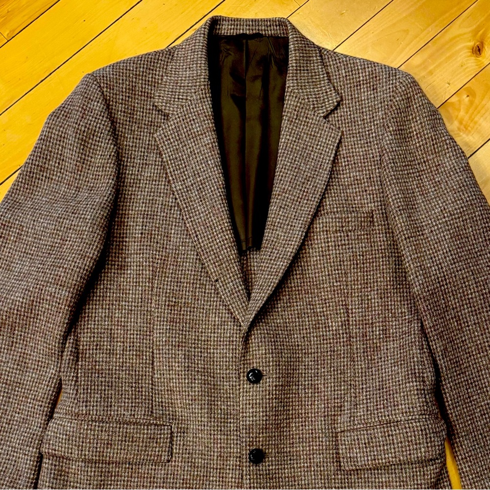 Harris Tweed Men's 40L Handwoven 100% Pure Scottish Wool Blazer Jacket Brown